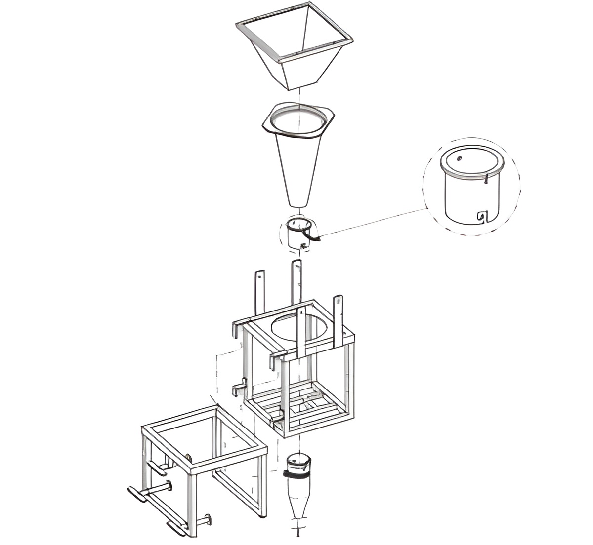 Esquema ilustrativo do sistema de abastecimento vertical por gravidade DesceFácil mostrando os módulos de conexão